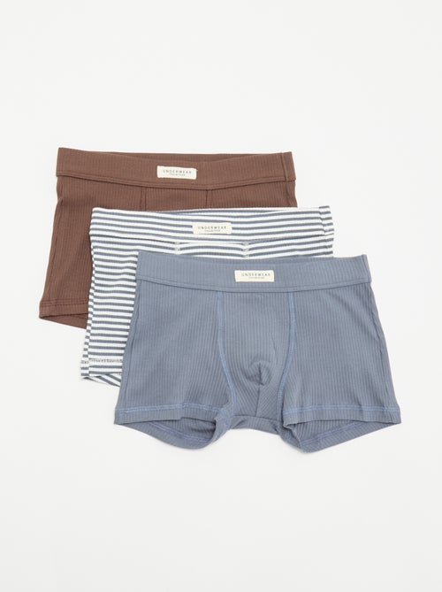 Pack de 3 boxers em malha canelada - Kiabi