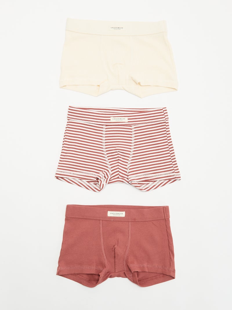 Pack de 3 boxers em malha canelada Vermelho - Kiabi