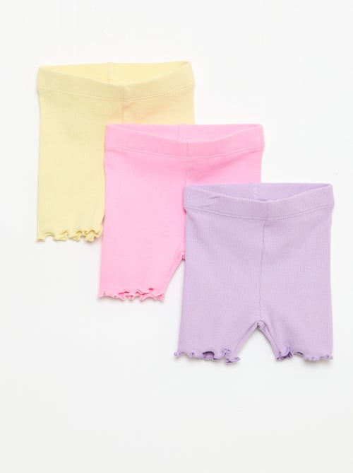 Pack de 3 calções de ciclista canelados - Kiabi