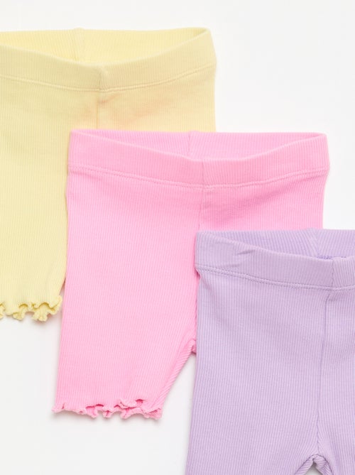 Pack de 3 calções de ciclista canelados - Kiabi