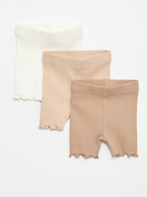 Pack de 3 calções de ciclista canelados - Kiabi