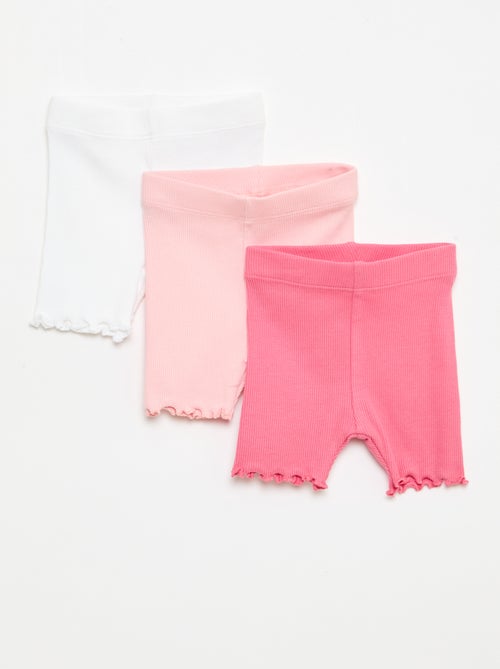 Pack de 3 calções de ciclista canelados - Kiabi