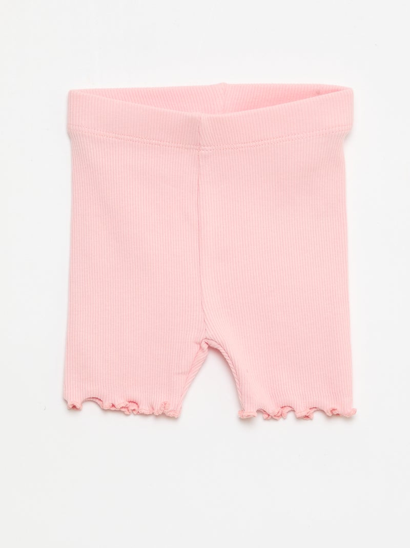 Pack de 3 calções de ciclista canelados Rosa - Kiabi