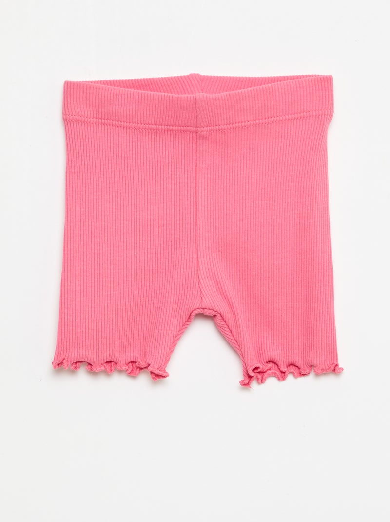 Pack de 3 calções de ciclista canelados Rosa - Kiabi