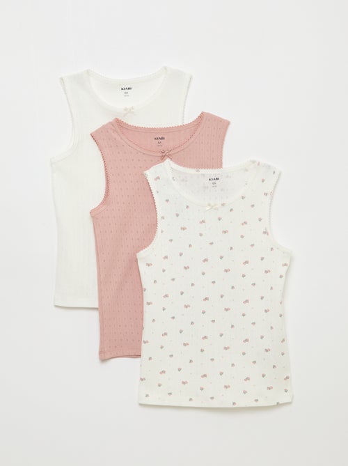 Pack de 3 camisolas de alças em malha piqué - Kiabi