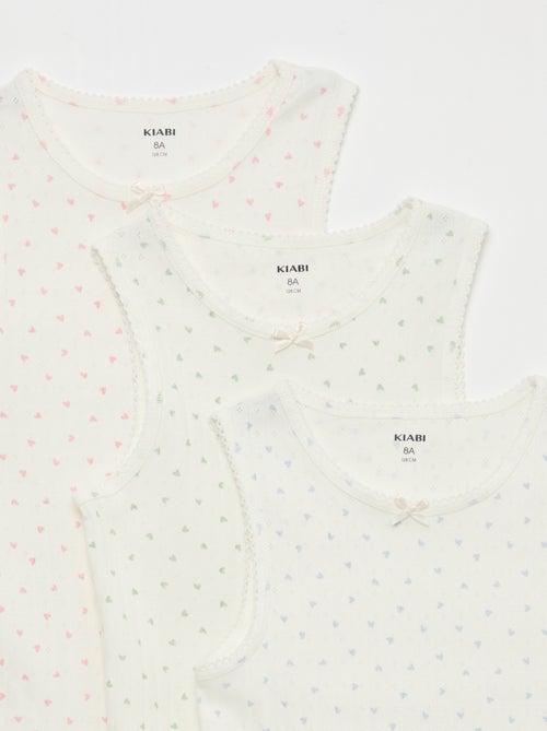 Pack de 3 camisolas de alças em malha piqué - Kiabi