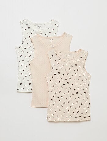 Pack de 3 camisolas de alças em malha piqué