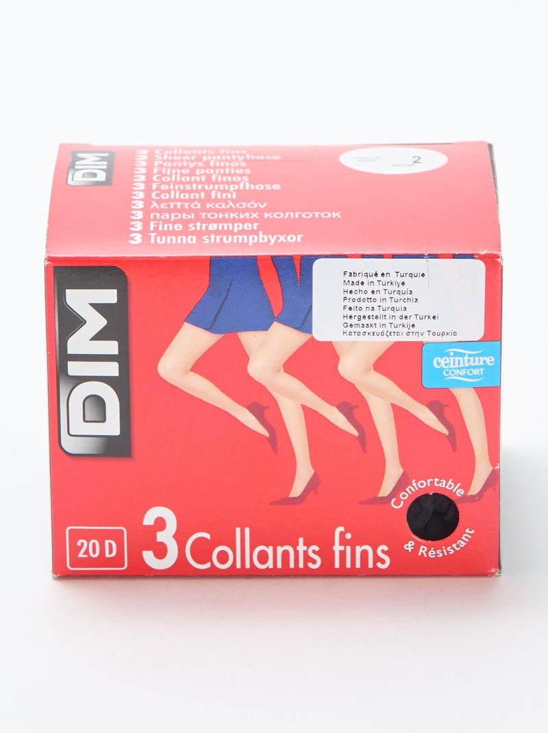 Pack de 3 collants finos 'DIM' 20D Preto - Kiabi