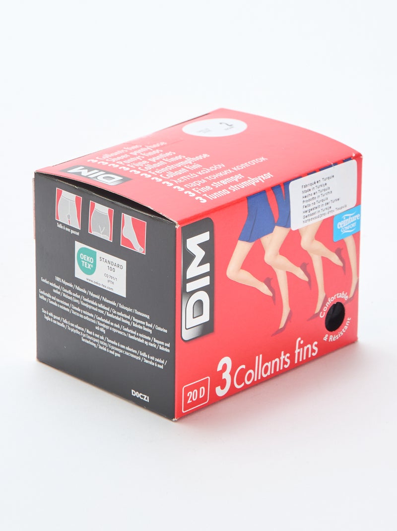 Pack de 3 collants finos 'DIM' 20D Preto - Kiabi