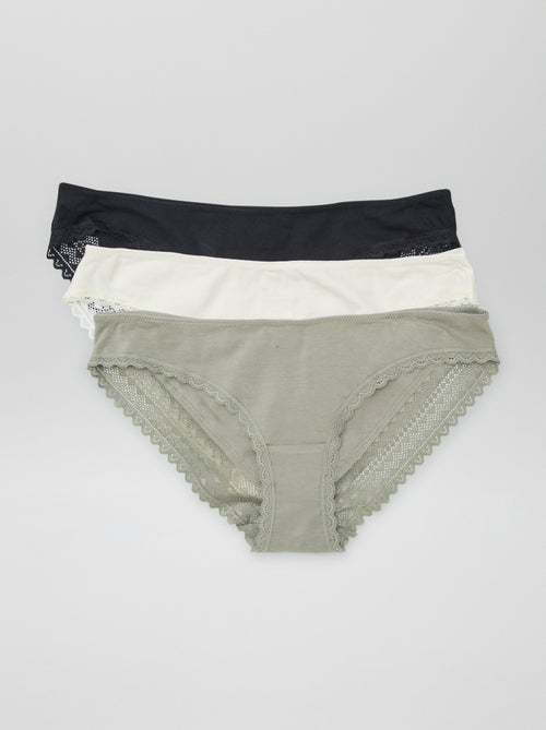 Pack de 3 cuecas algodão e renda - Kiabi