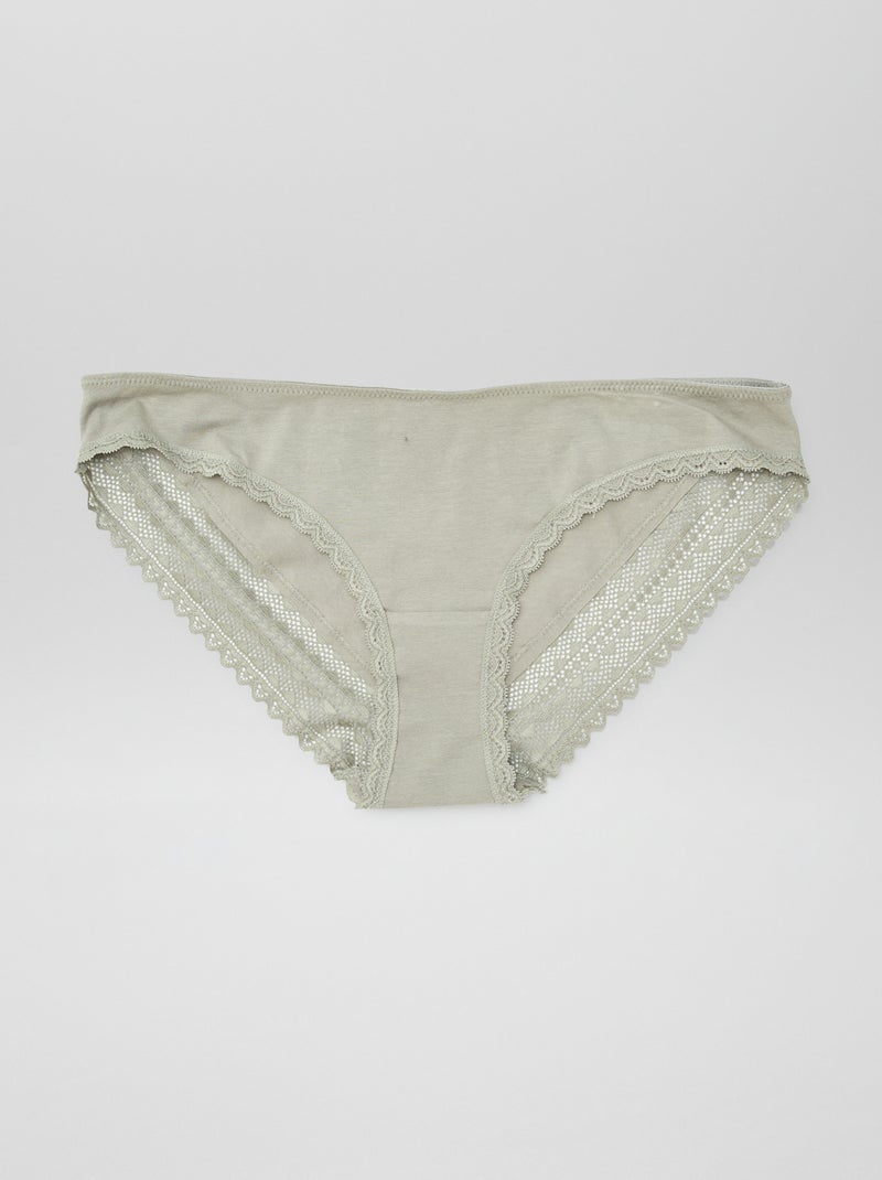 Pack de 3 cuecas algodão e renda CAQUI - Kiabi