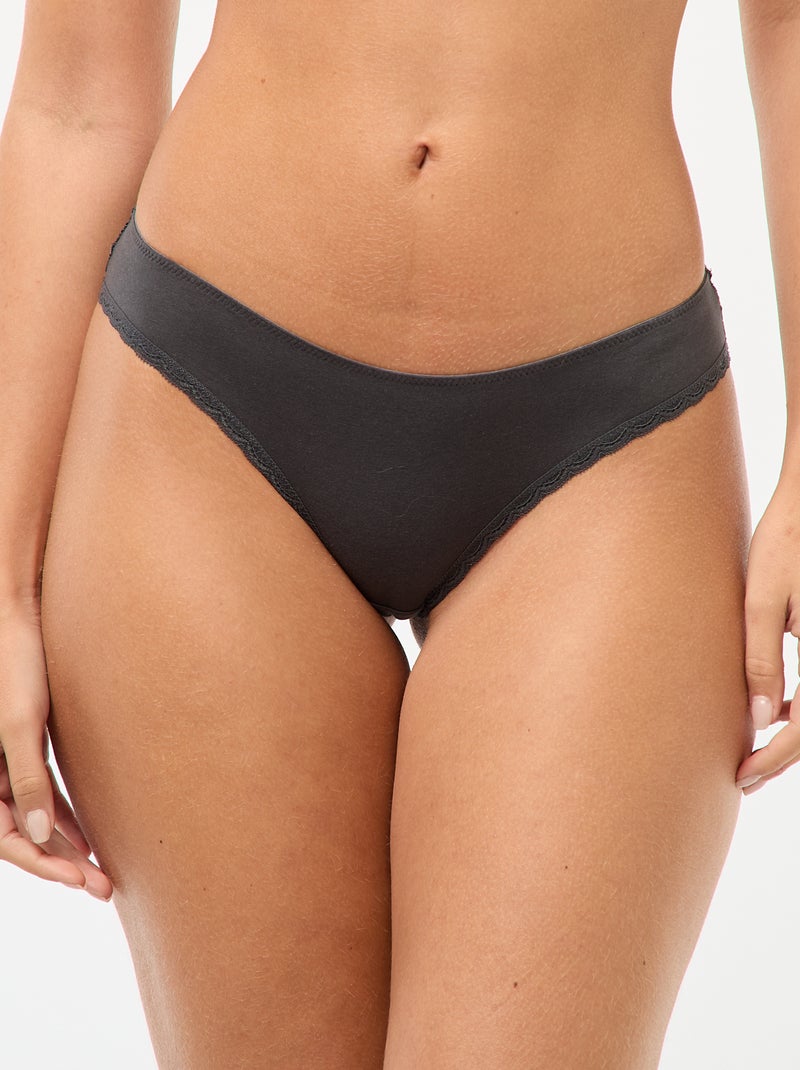 Pack de 3 cuecas algodão renda Azul - Kiabi