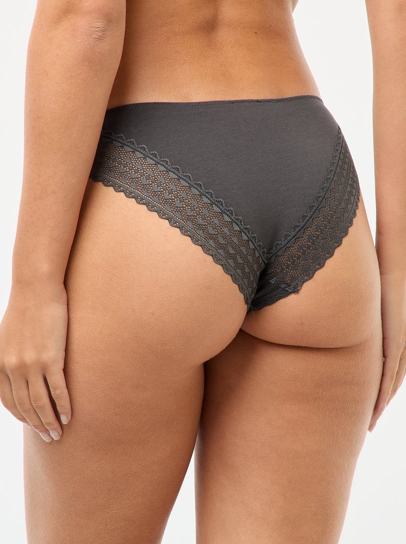 Pack de 3 cuecas algodão renda Azul - Kiabi