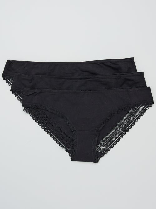 Pack de 3 cuecas algodão renda - Kiabi