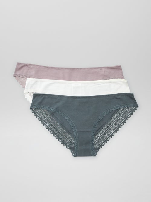 Pack de 3 cuecas algodão renda - Kiabi