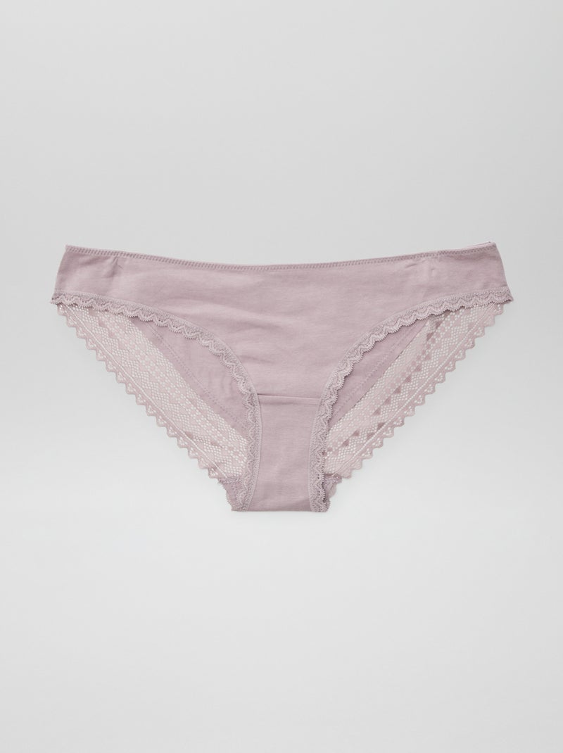 Pack de 3 cuecas algodão renda ROSA - Kiabi