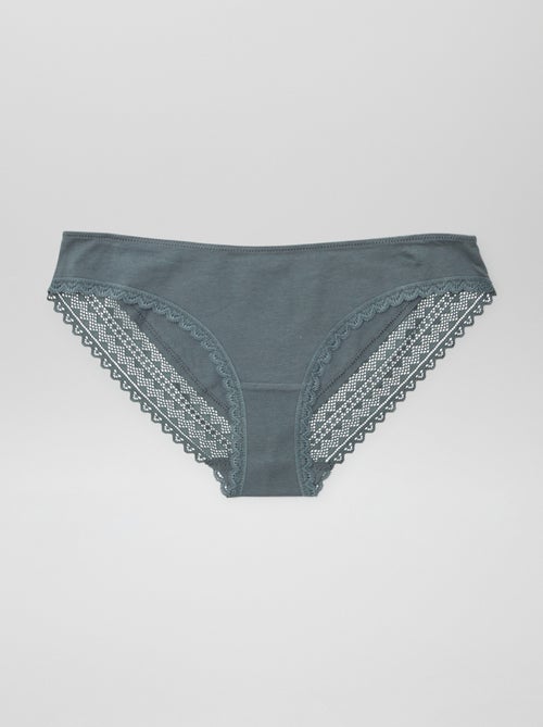 Pack de 3 cuecas algodão renda - Kiabi