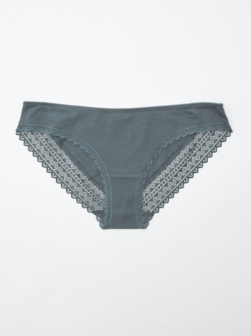 Pack de 3 cuecas algodão renda - Kiabi