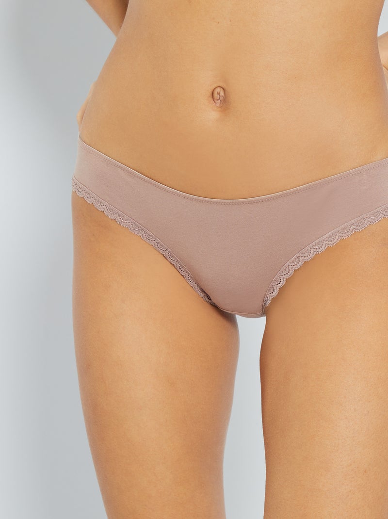 Pack de 3 cuecas algodão renda ROSA - Kiabi