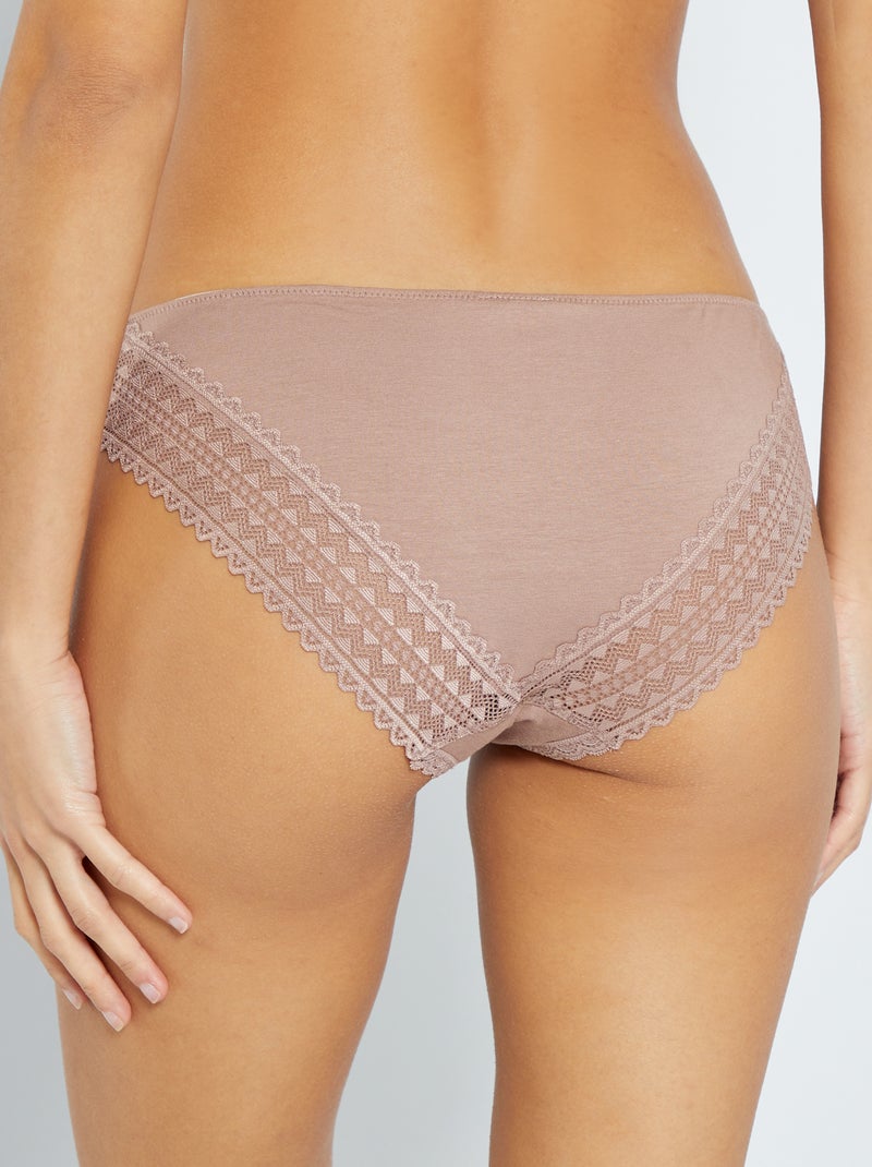 Pack de 3 cuecas algodão renda ROSA - Kiabi