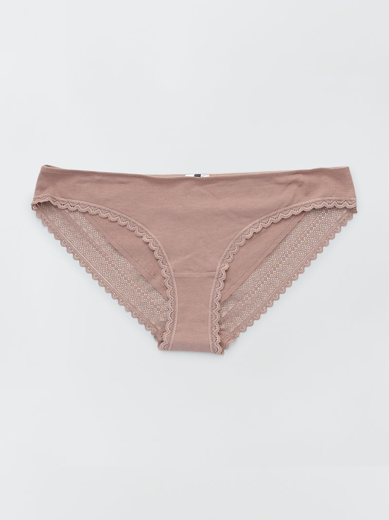 Pack de 3 cuecas algodão renda ROSA - Kiabi