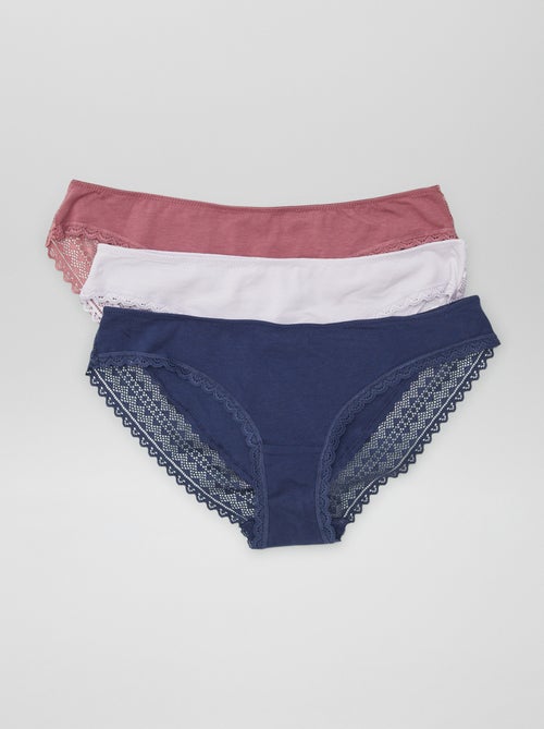 Pack de 3 cuecas algodão renda - Kiabi