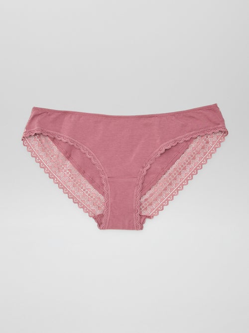 Pack de 3 cuecas algodão renda - Kiabi