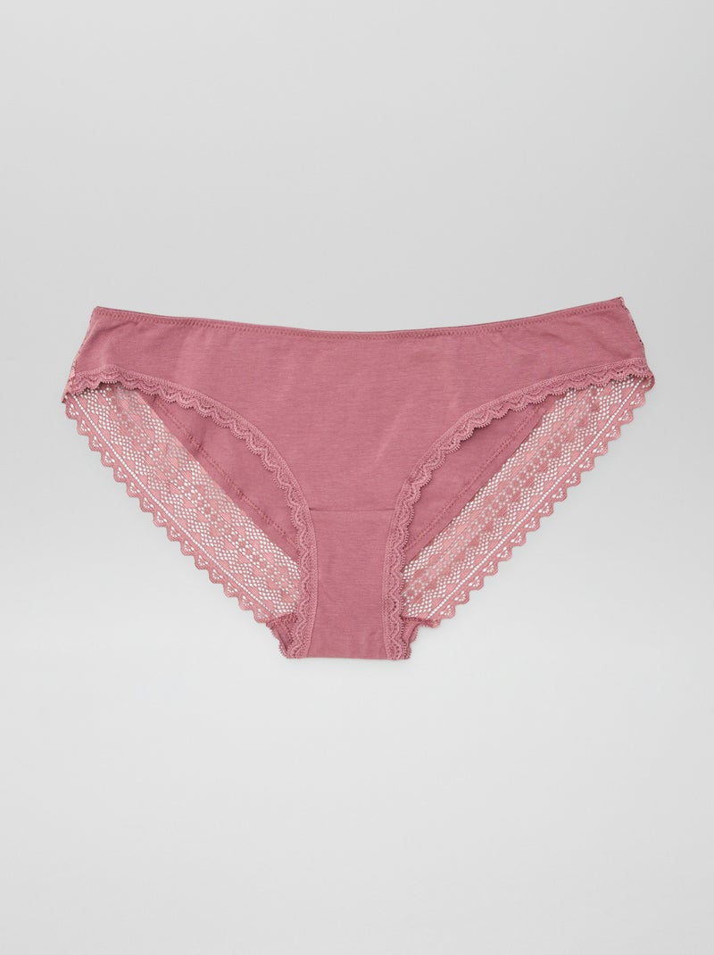 Pack de 3 cuecas algodão renda VIOLETA - Kiabi