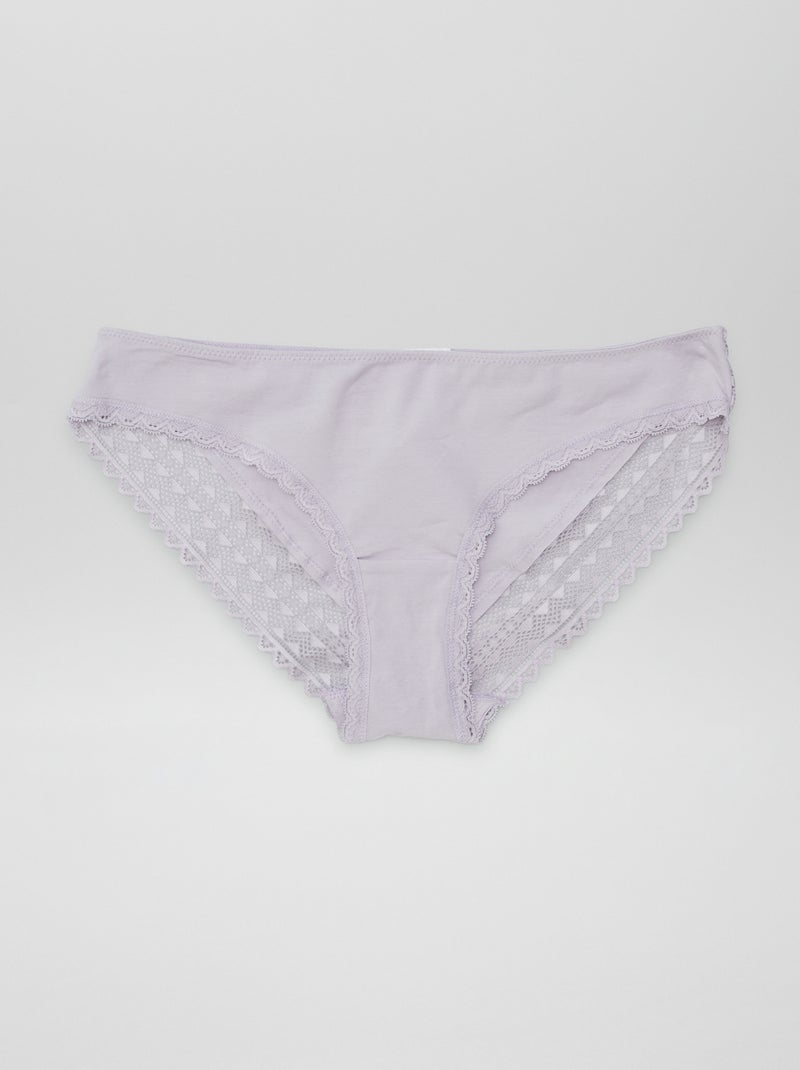 Pack de 3 cuecas algodão renda VIOLETA - Kiabi