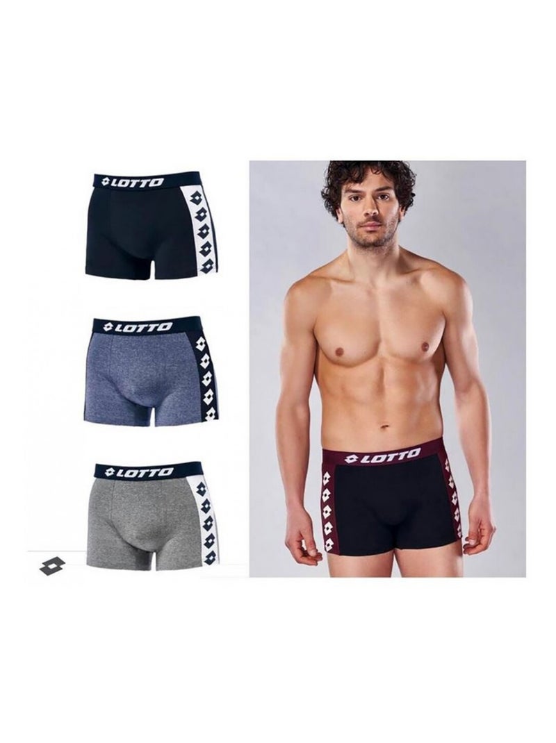 Pack de 3 cuecas boxer homem LOTTO Azul Cinza Azul - Kiabi