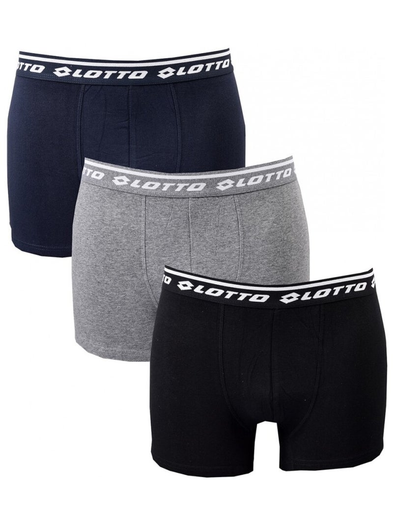 Pack de 3 cuecas boxer homem LOTTO Azul Cinza Preto - Kiabi