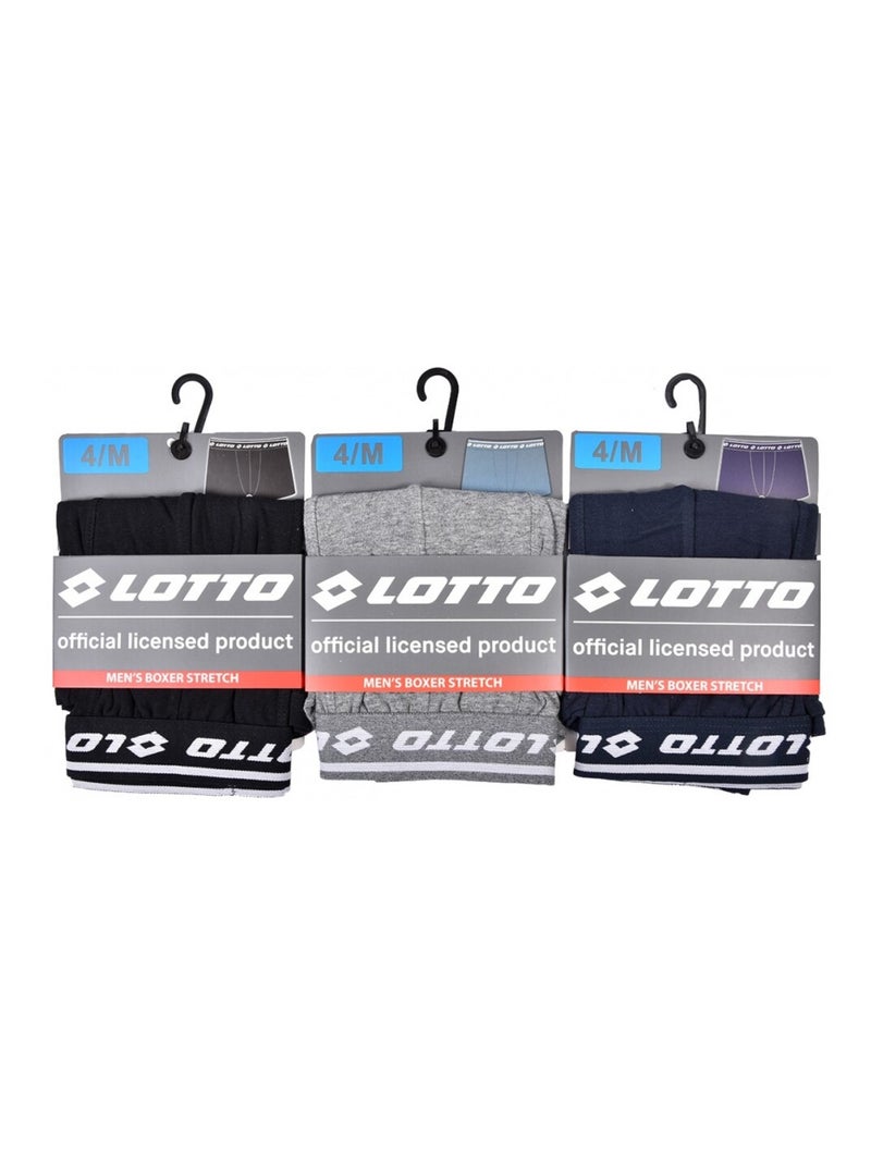 Pack de 3 cuecas boxer homem LOTTO Azul Cinza Preto - Kiabi
