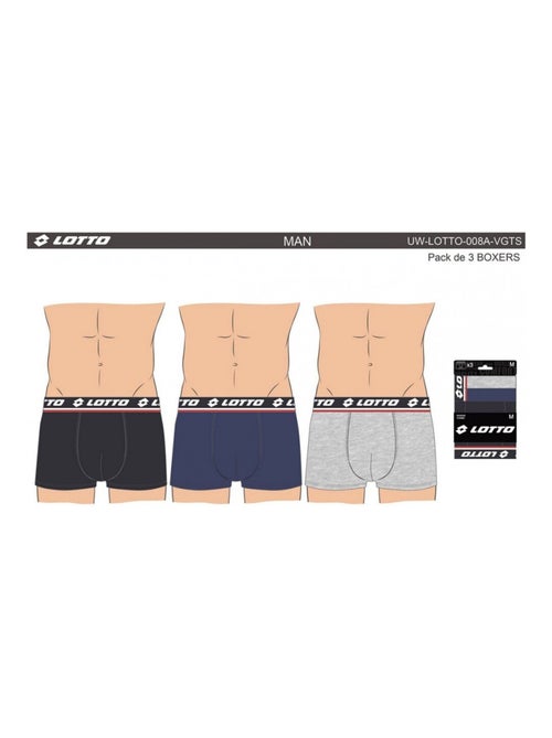 Pack de 3 cuecas boxer homem LOTTO - Kiabi Pack de 3 cuecas boxer homem LOTTO - Kiabi