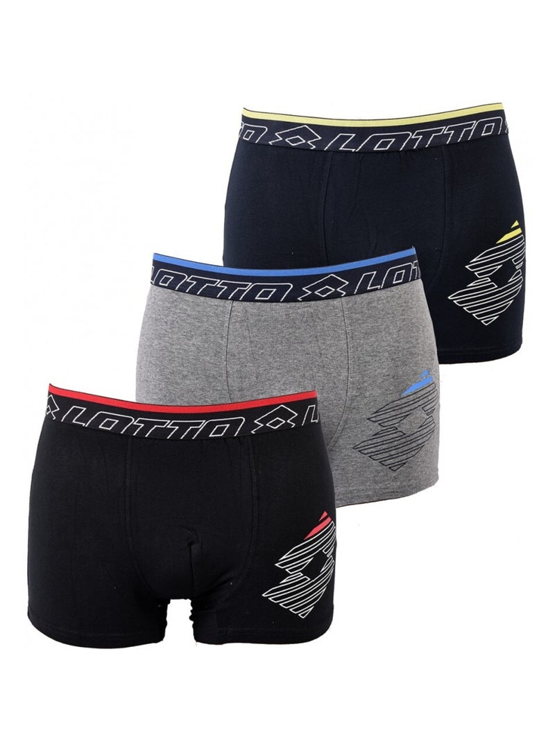Pack de 3 cuecas boxer homem LOTTO Azul Multicolor Preto - Kiabi