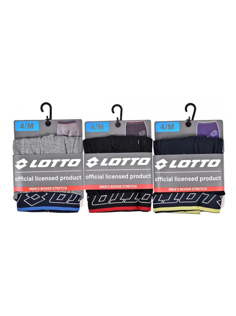 Pack de 3 cuecas boxer homem LOTTO Azul Multicolor Preto - Kiabi