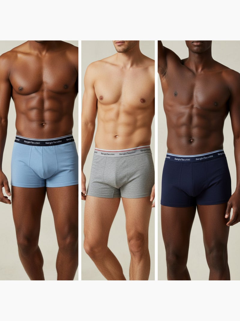 Pack de 3 Cuecas Boxer Homem SERGIO TACCHINI Azul-cinza - Kiabi