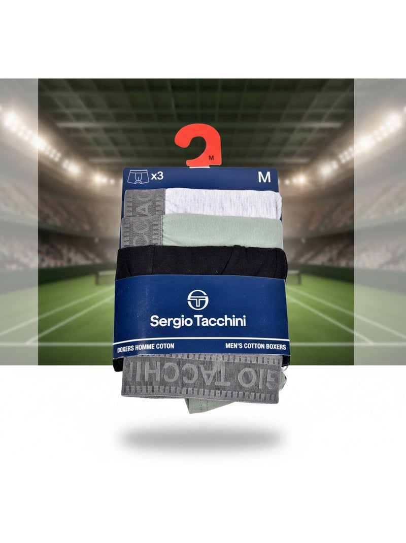 Pack de 3 Cuecas Boxer Homem SERGIO TACCHINI Preto Cinza - Kiabi