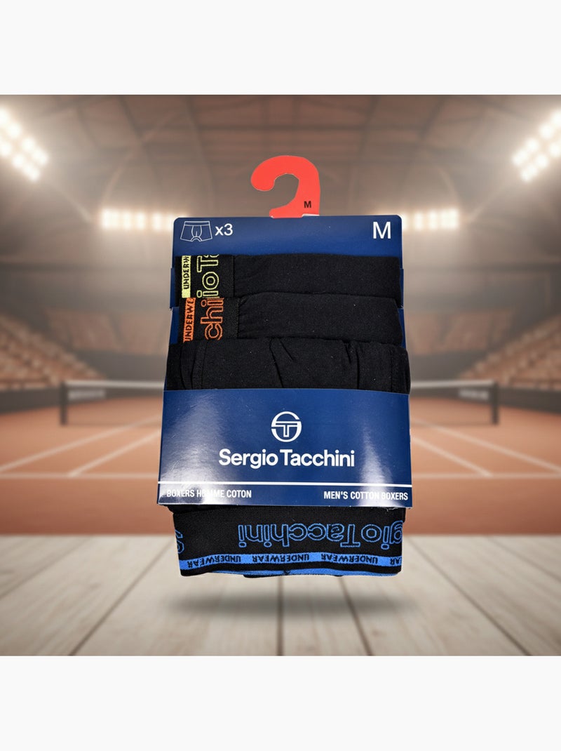 Pack de 3 Cuecas Boxer Homem SERGIO TACCHINI Preto - Kiabi