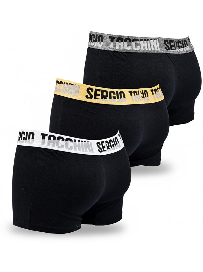 Pack de 3 Cuecas Boxer Homem SERGIO TACCHINI Preto Preto - Kiabi
