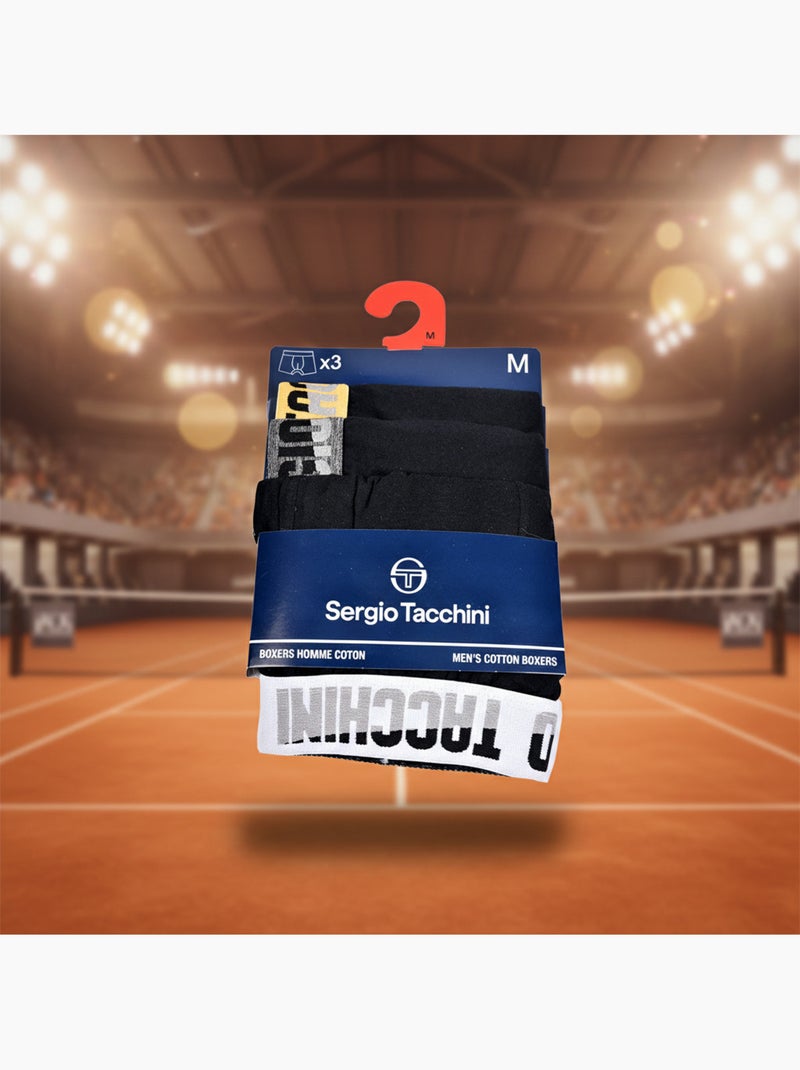 Pack de 3 Cuecas Boxer Homem SERGIO TACCHINI Preto Preto - Kiabi