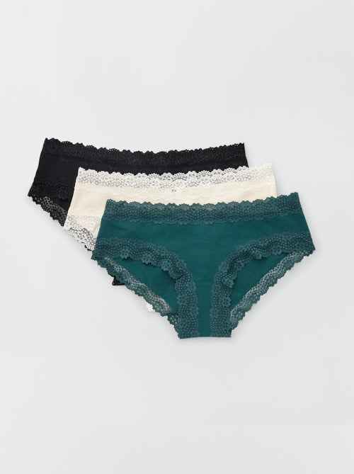 Pack de 3 cuecas shorty caneladas - Kiabi