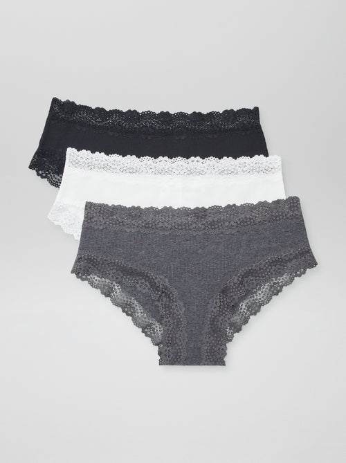 Pack de 3 cuecas shorty caneladas - Kiabi
