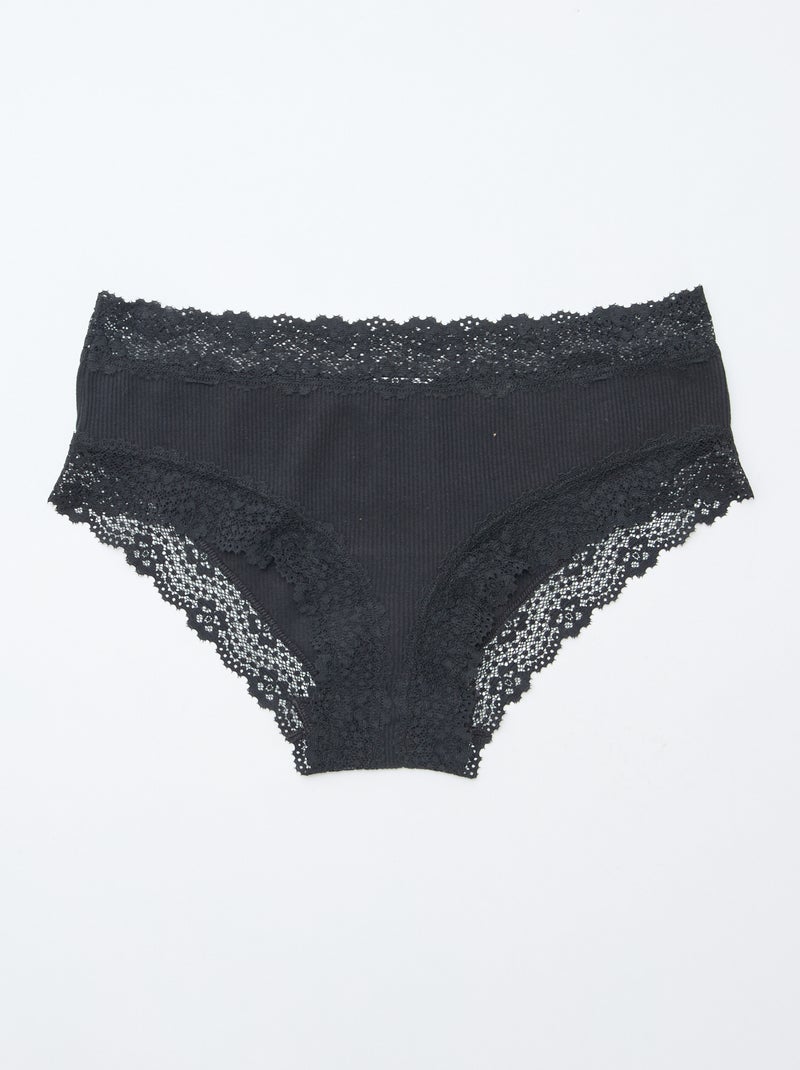 Pack de 3 cuecas shorty caneladas Preto - Kiabi