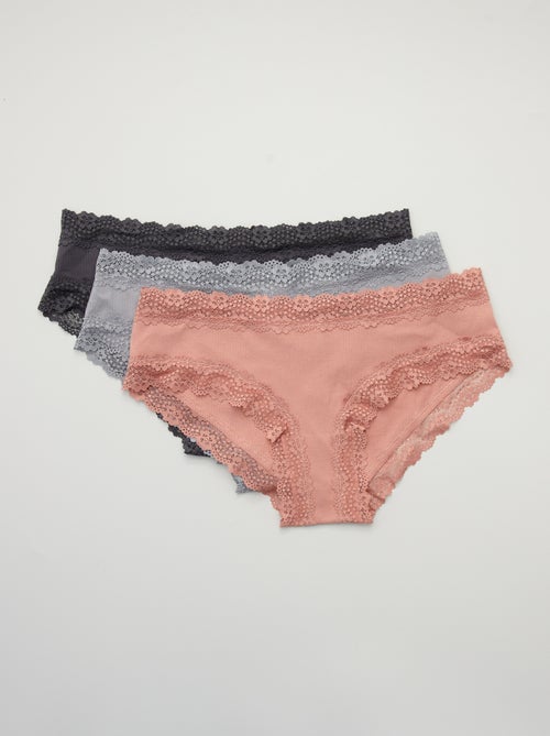 Pack de 3 Cuecas Shorty Caneladas - Kiabi