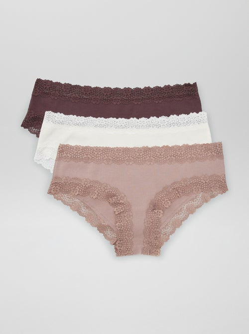 Pack de 3 Cuecas Shorty Caneladas - Kiabi