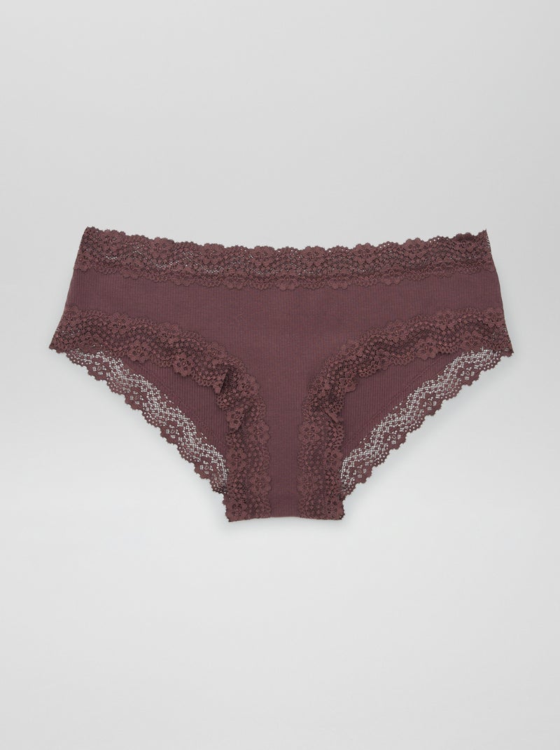 Pack de 3 Cuecas Shorty Caneladas VIOLETA - Kiabi