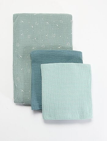 Pack de 3 fraldas de pano em gaze de algodão