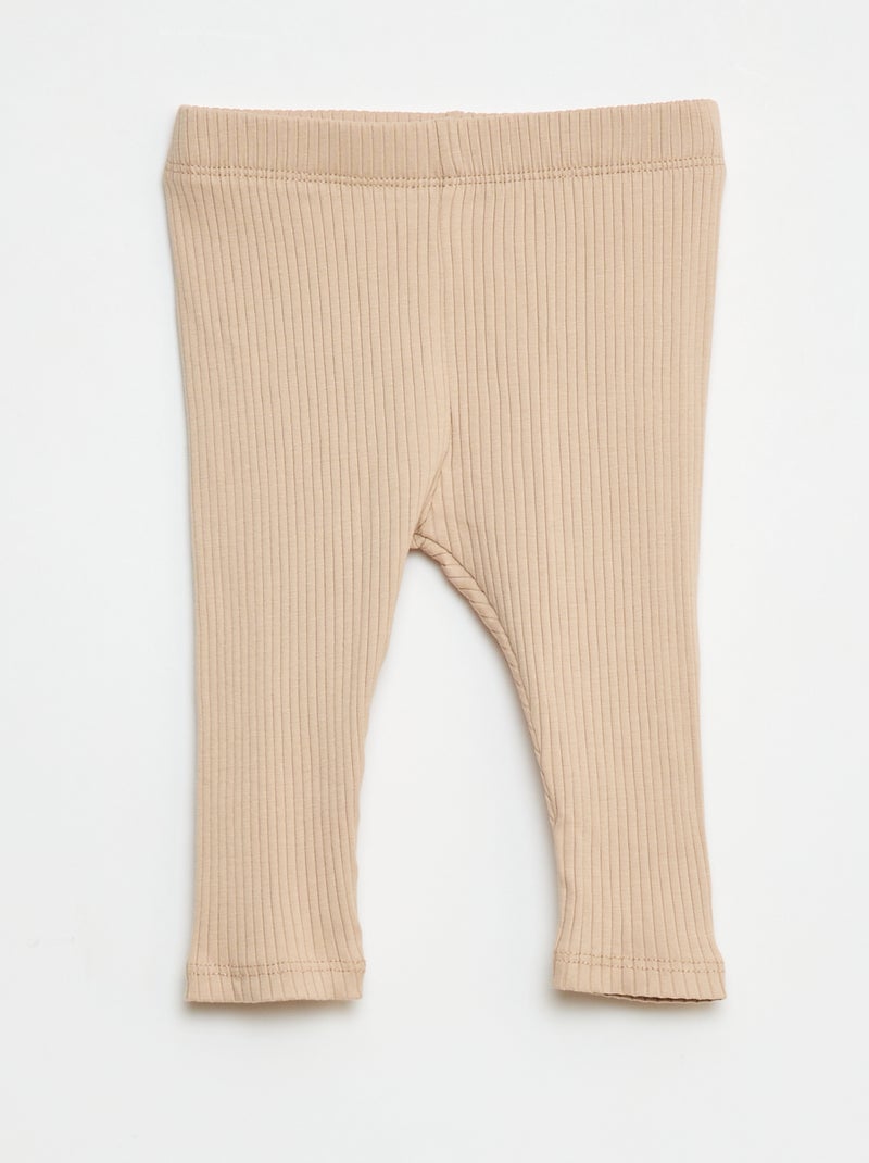 Pack de 3 leggings canelados Bege - Kiabi