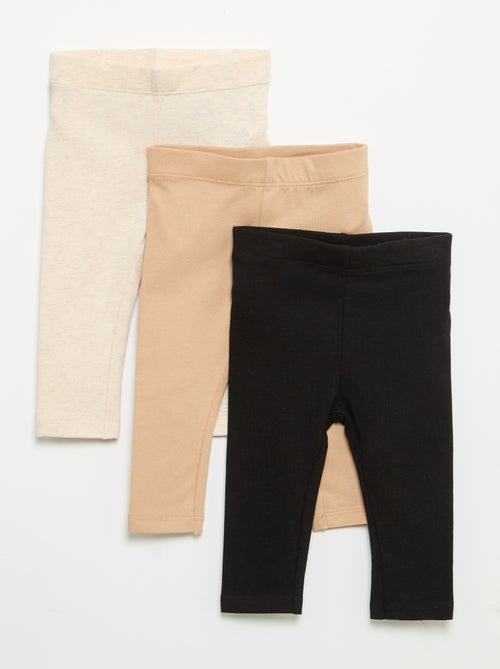 Pack de 3 leggings lisos em jersey - Kiabi