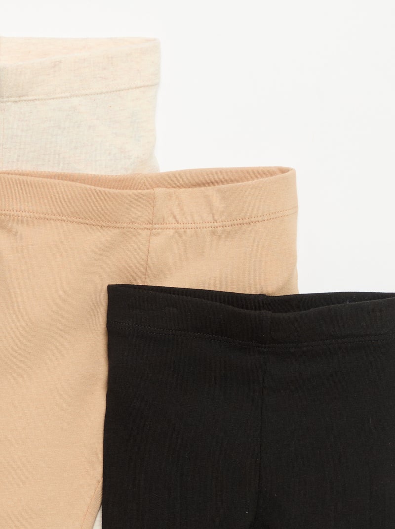 Pack de 3 leggings lisos em jersey Preto - Kiabi
